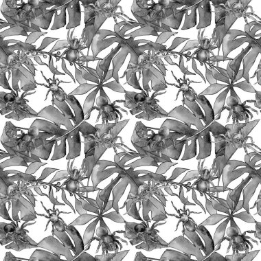 Egzotik tarantula vahşi böcek desen suluboya tarzında.