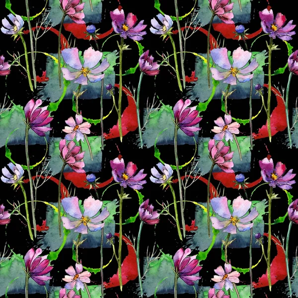Wildflower aster bloemenpatroon in een aquarel stijl. — Stockfoto