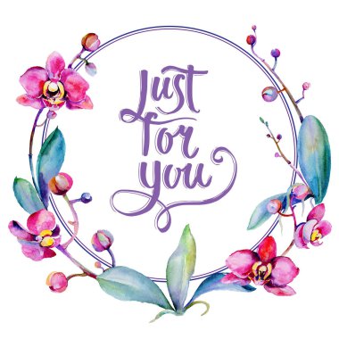 Kır çiçeği orkide çiçek çerçeve suluboya tarzında.