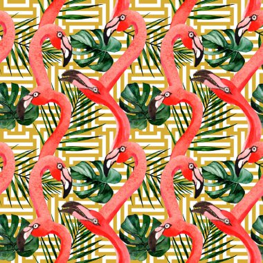 Tropikal Hawaii desen bir suluboya tarzında bırakır..