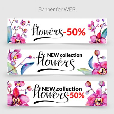 Kır çiçeği orkide çiçek çerçeve suluboya tarzında.