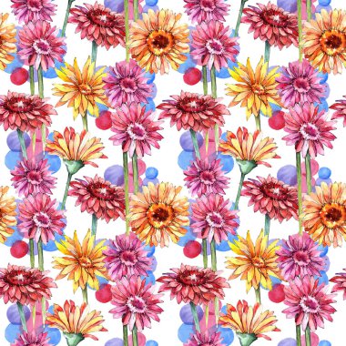 Kır çiçeği gerbera çiçek deseni suluboya tarzında.