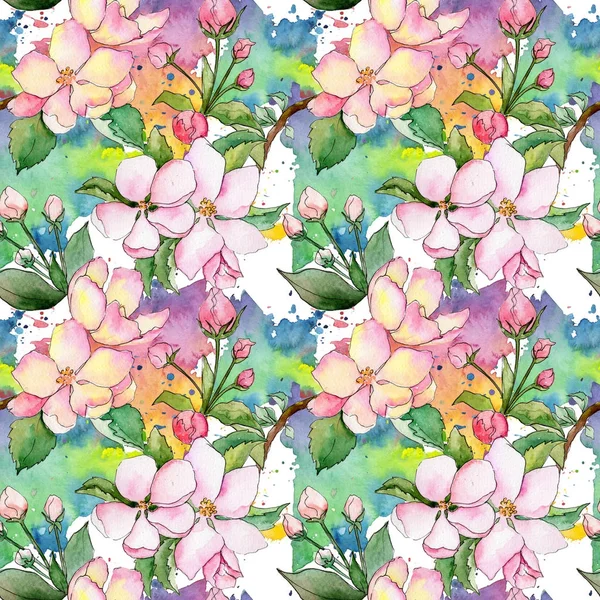 Wildblume mit Apfelblütenmuster im Aquarell-Stil. — Stockfoto