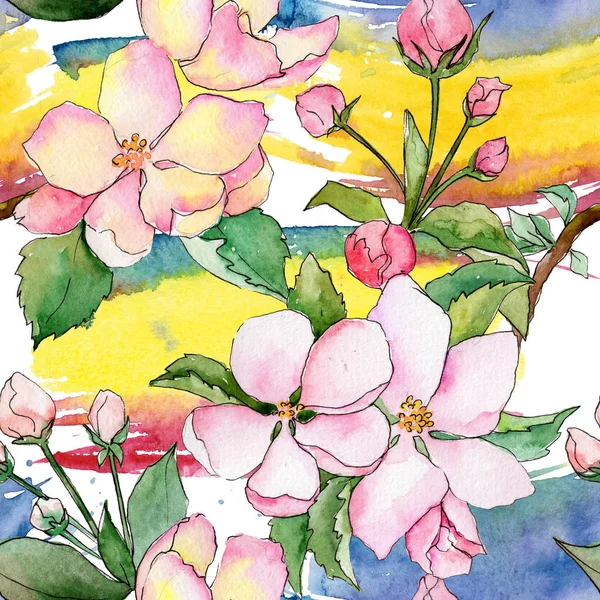 Αγριολούλουδα της apple λουλούδι μοτίβο σε στυλ υδροχρώματος. — Φωτογραφία Αρχείου
