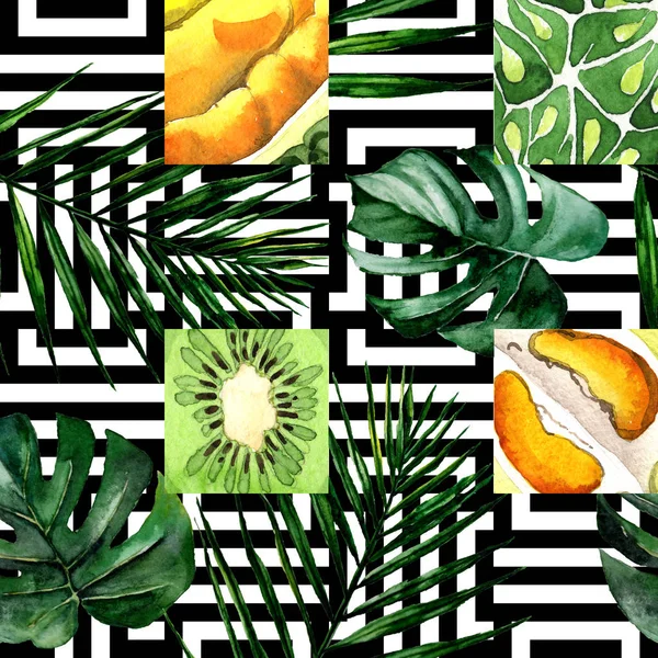 Tropical Hawaii leaves pattern  in a watercolor style. — Stock Photo, Image