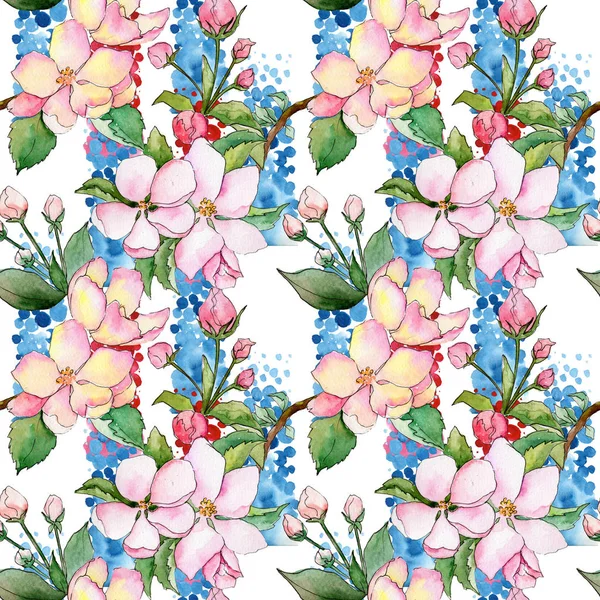 Wildblume mit Apfelblütenmuster im Aquarell-Stil. — Stockfoto