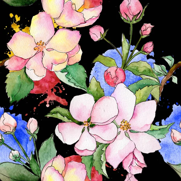 Fleur sauvage de motif de fleur de pomme dans un style aquarelle . — Photo