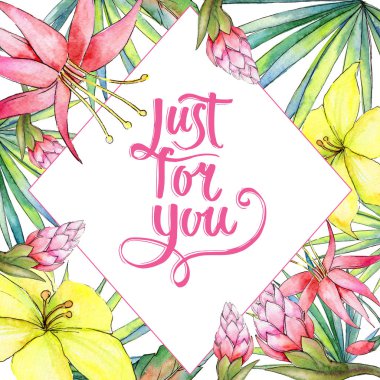 Tropik bitkiler çerçeve suluboya tarzında.