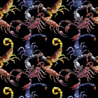 Egzotik Akrep vahşi böcek desen suluboya tarzında.