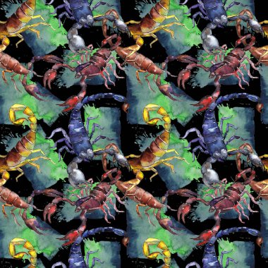 Egzotik Akrep vahşi böcek desen suluboya tarzında.