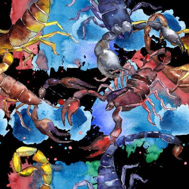 Egzotik Akrep vahşi böcek desen suluboya tarzında.