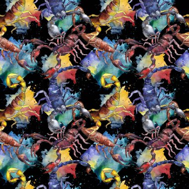 Egzotik Akrep vahşi böcek desen suluboya tarzında.