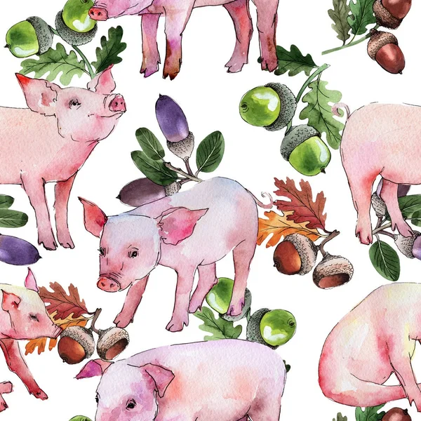 Свинья диких животных рисунок в стиле акварели . — стоковое фото