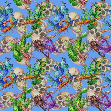 Egzotik Akrep vahşi böcek desen suluboya tarzında.