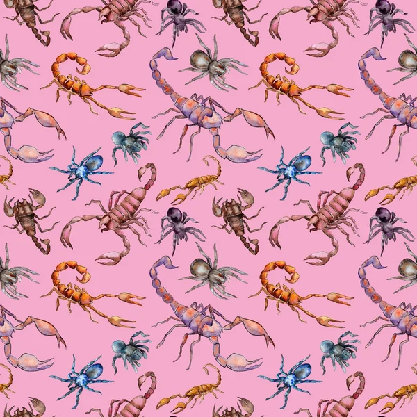 Екзотичний скорпіонний візерунок дикої комахи в акварельному стилі . — стокове фото