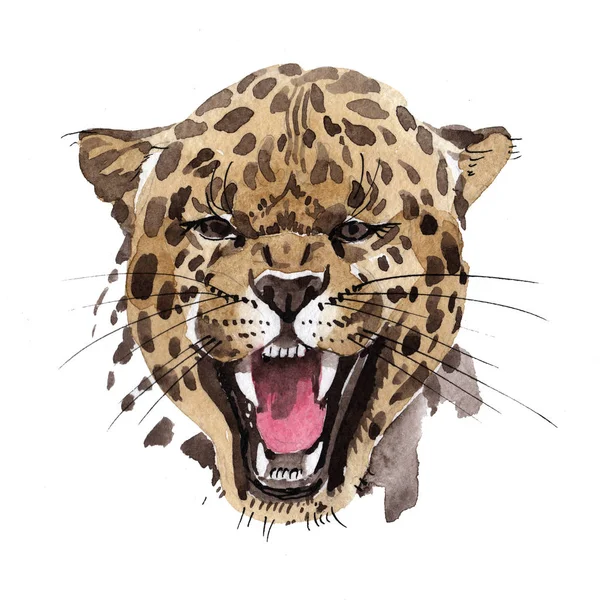 Exotic leopard in a watercolor style — Stock Photo, Image