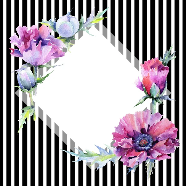 Poppy flowers frame — Stock Photo, Image