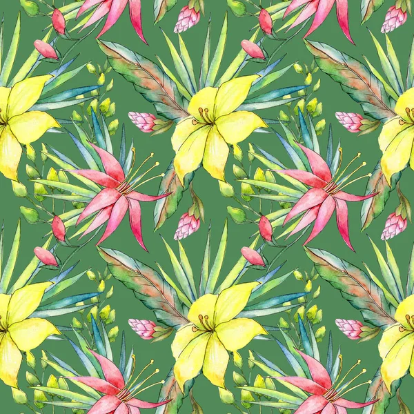 Tropikal Hawaii bitki deseni suluboya tarzında.