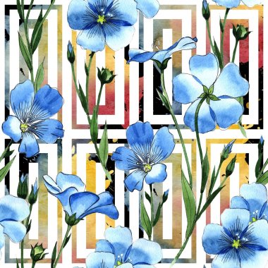 Kır çiçeği keten desen suluboya tarzında.