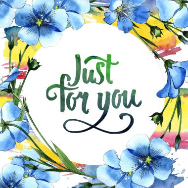 Kır çiçeği keten çerçeve suluboya tarzında.