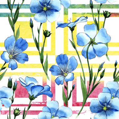 Kır çiçeği keten desen suluboya tarzında.