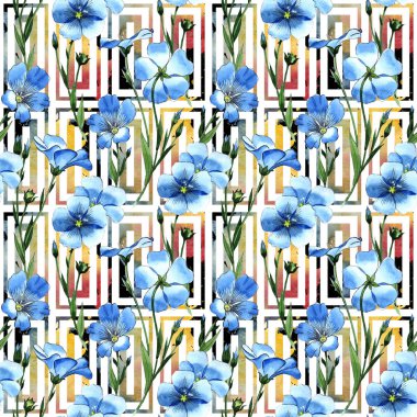 Kır çiçeği keten desen suluboya tarzında.