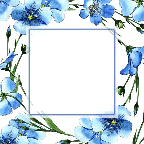 Wildflower flax frame in a watercolor style. — Stock Photo, Image