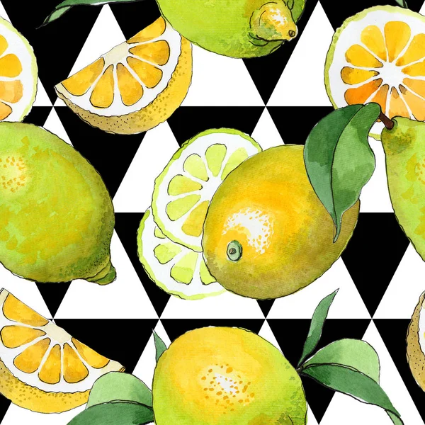 Exotic lemon wild fruit pattern in a watercolor style.