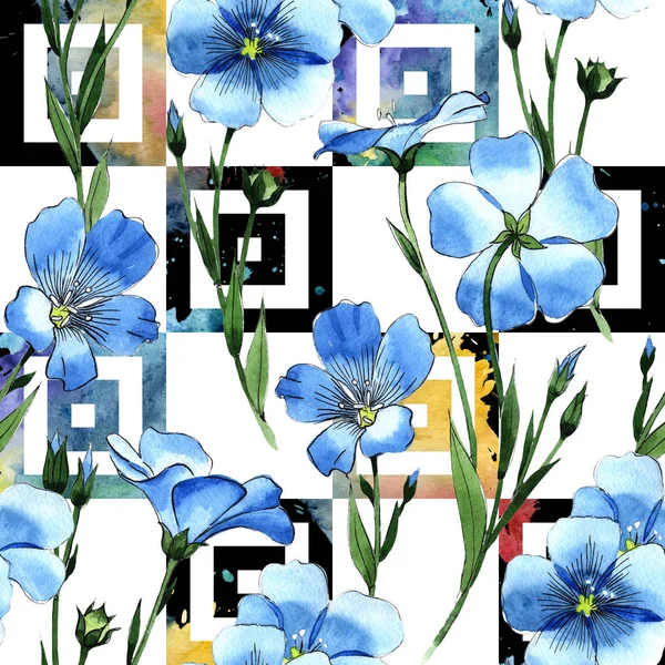 Wildflower flax pattern in a watercolor style. — Stock Photo, Image