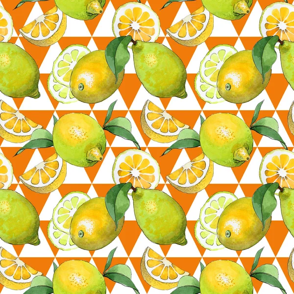 Exotic lemon wild fruit pattern in a watercolor style. — Stock Photo, Image