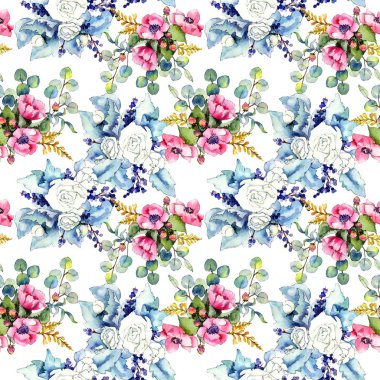 Kır çiçeği buketi desen suluboya tarzında.