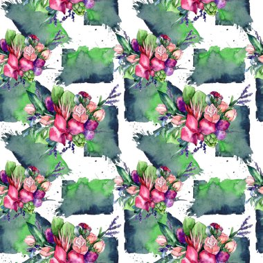 Kır çiçeği buketi desen suluboya tarzında.