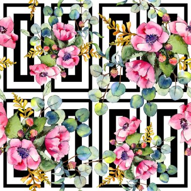 Kır çiçeği buketi desen suluboya tarzında.