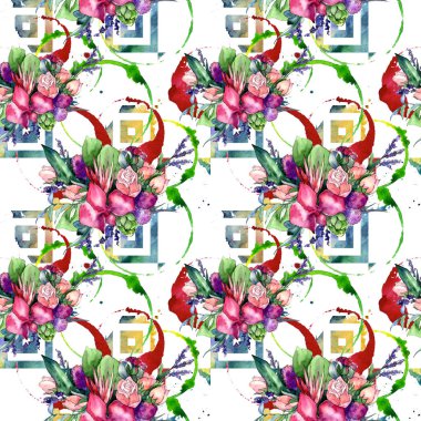 Kır çiçeği buketi desen suluboya tarzında.