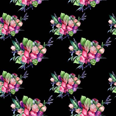 Kır çiçeği buketi desen suluboya tarzında.