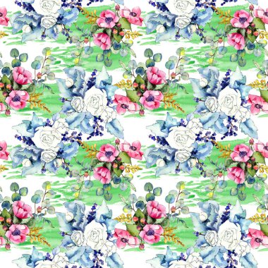 Kır çiçeği buketi desen suluboya tarzında.