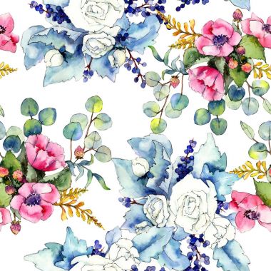 Kır çiçeği buketi desen suluboya tarzında.