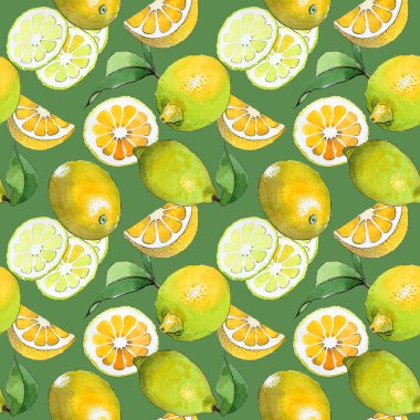 Egzotik limon yabani meyve deseni suluboya tarzında.