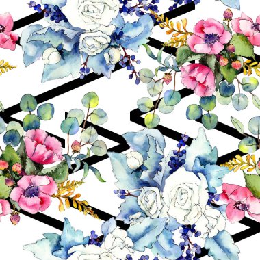 Kır çiçeği buketi desen suluboya tarzında.