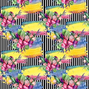 Kır çiçeği buketi desen suluboya tarzında.