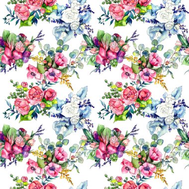 Kır çiçeği buketi desen suluboya tarzında.