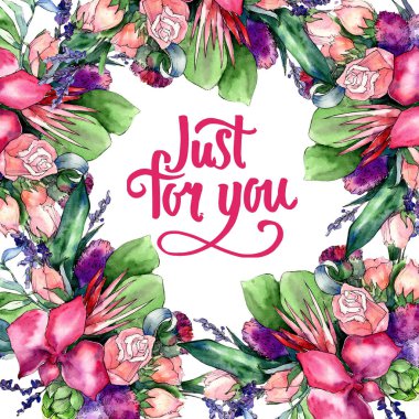 Kır çiçeği buketi çerçeve suluboya tarzında.