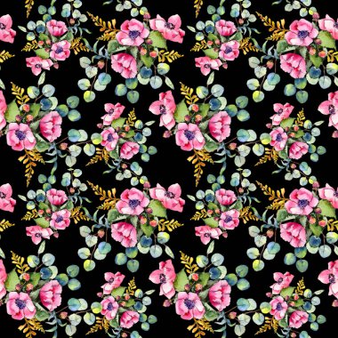 Kır çiçeği buketi desen suluboya tarzında.