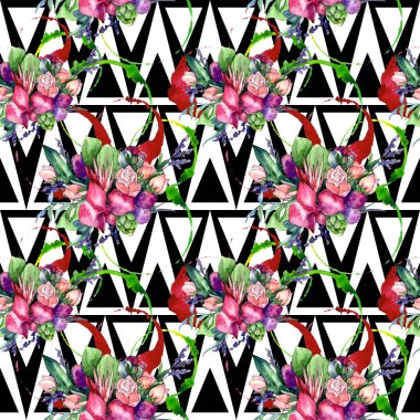 Kır çiçeği buketi desen suluboya tarzında.