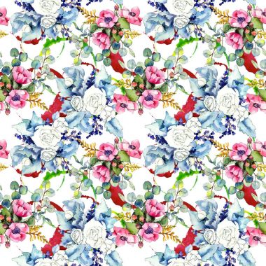 Kır çiçeği buketi desen suluboya tarzında.