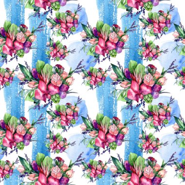 Kır çiçeği buketi desen suluboya tarzında.