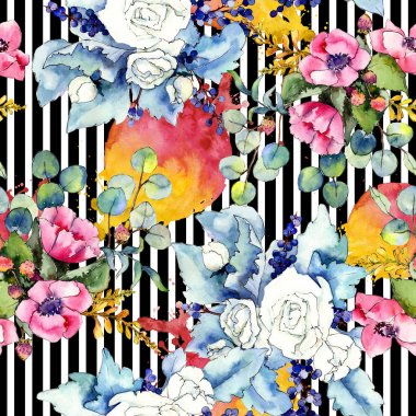 Kır çiçeği buketi desen suluboya tarzında.