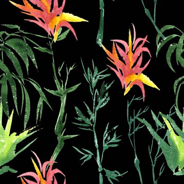 Bir suluboya tarzında izole tropikal bambu.