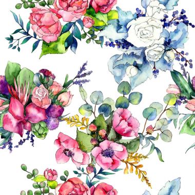 Kır çiçeği buketi desen suluboya tarzında.