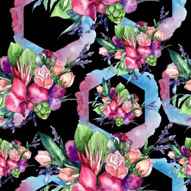 Kır çiçeği buketi desen suluboya tarzında.